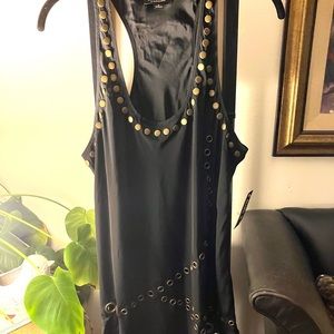 NWT Allen B Brass Grommet Parachute Poly extra Long Razorback Tank Top Mediim